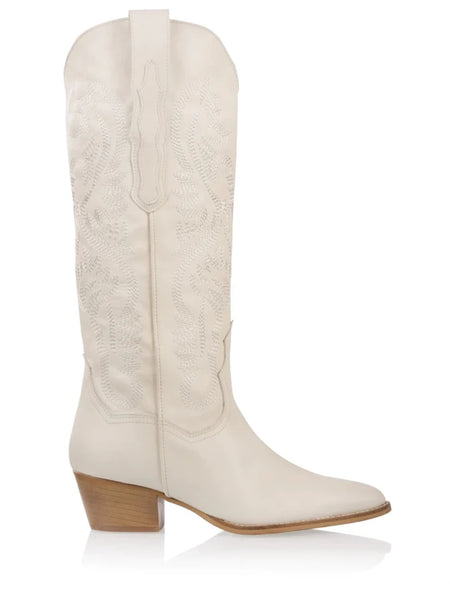 DWRS Tulsa Leather Western Boots Off White