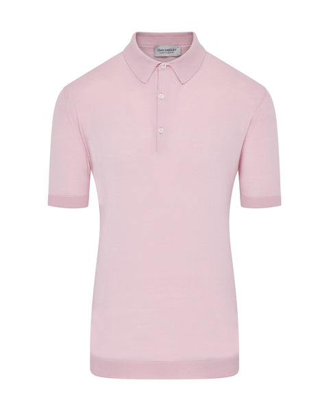 Adrian Short Sleeve Knitted Button Polo (chalk Pink)