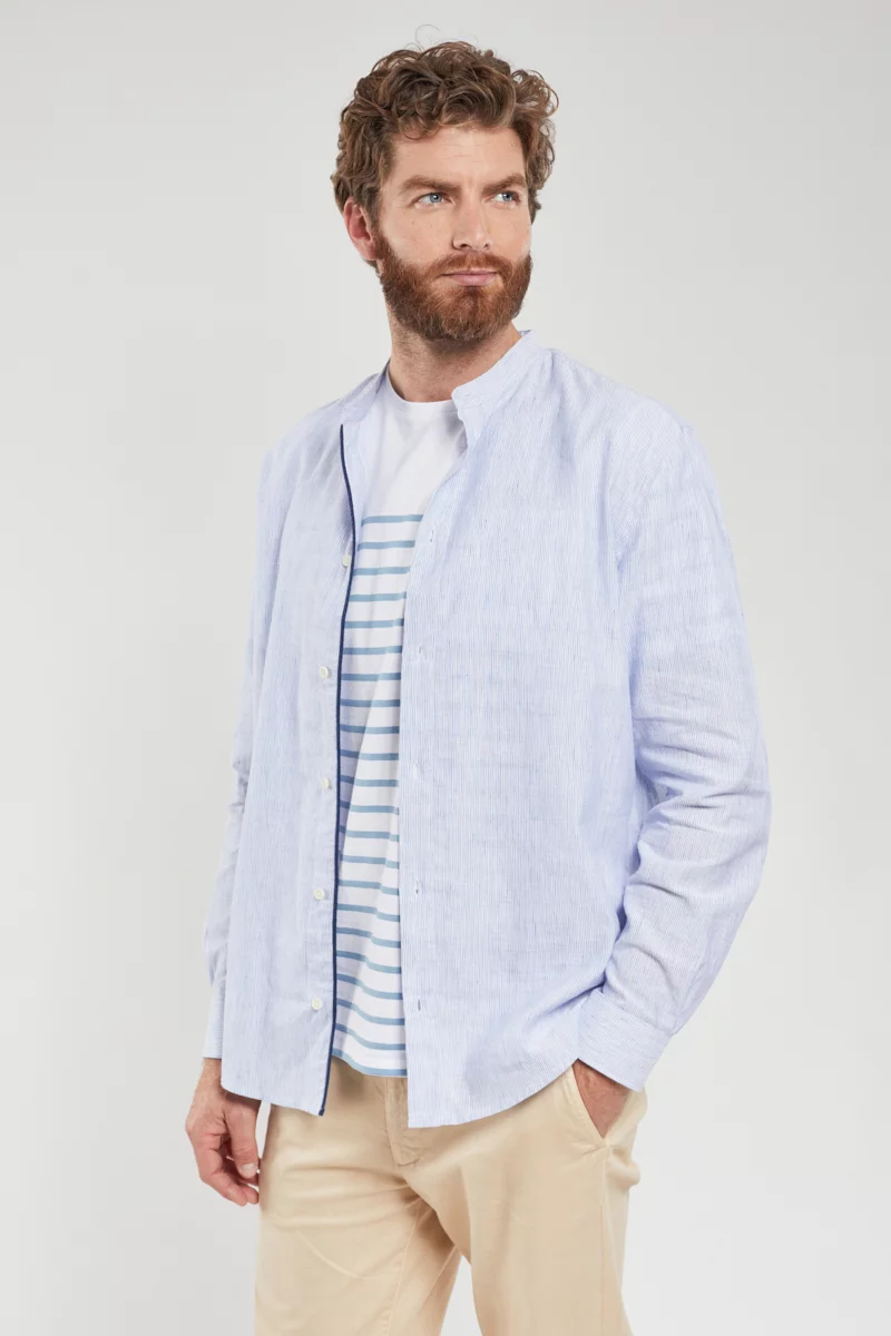 X Deauville - Lin & Cotton shirt - Blue striped