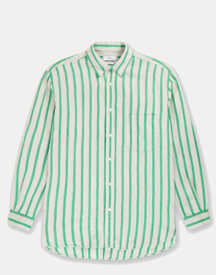 Linen shirt - Formal Army - Green striped