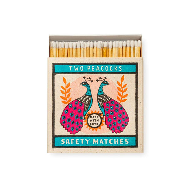 Two Peacocks square matchbox