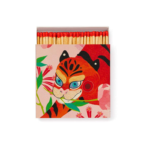 Tiger with Peony square matchbox