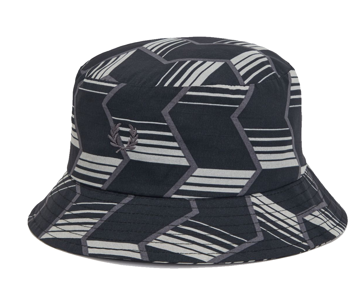 Fred Perry Nylon Zigzag Stripe Laurel Bucket Hat Black