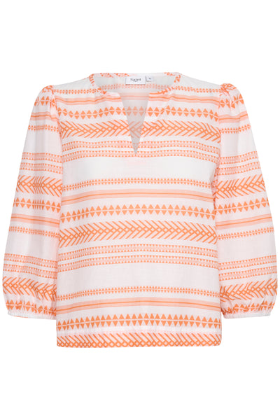 Uma Blouse - Orange Zig Zag