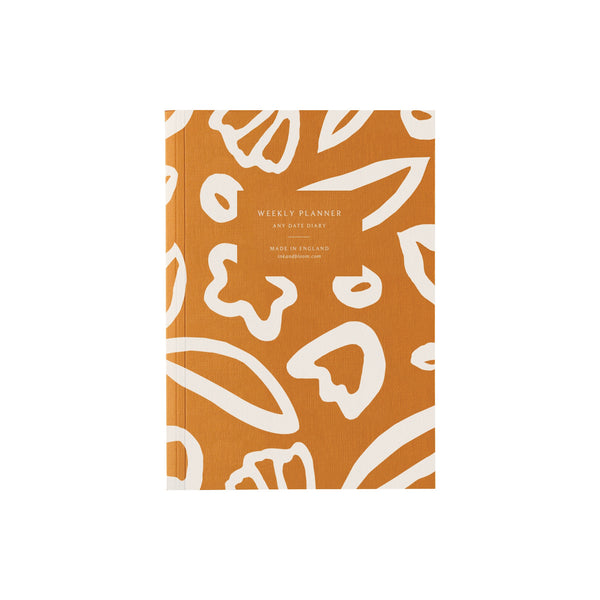 A5 Lay Flat Weekly Planner In Abstract Mustard Floral