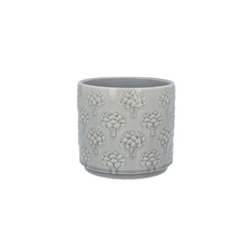 Gisela Graham Grey Artichoke Stoneware Pot Cover Small