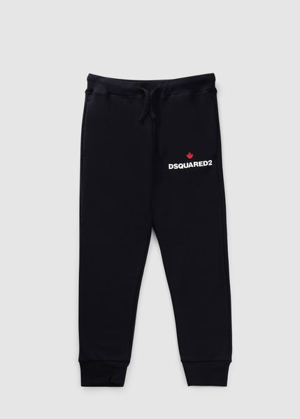 Kids Slim Leg Maple Logo Sweatpants In Black