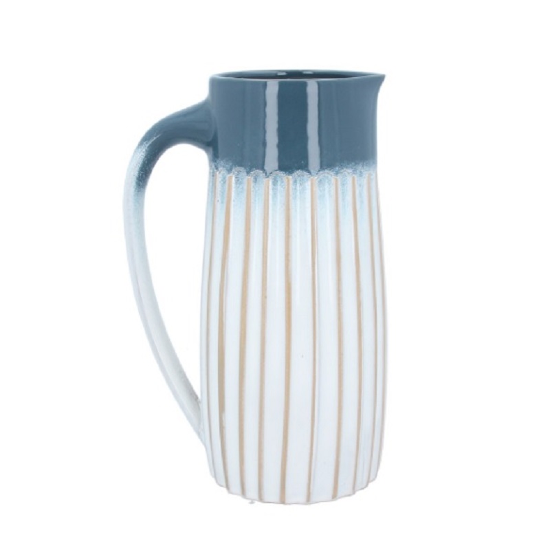 Gisela Graham Blue Ombre Ceramic Ribbed Jug, Large