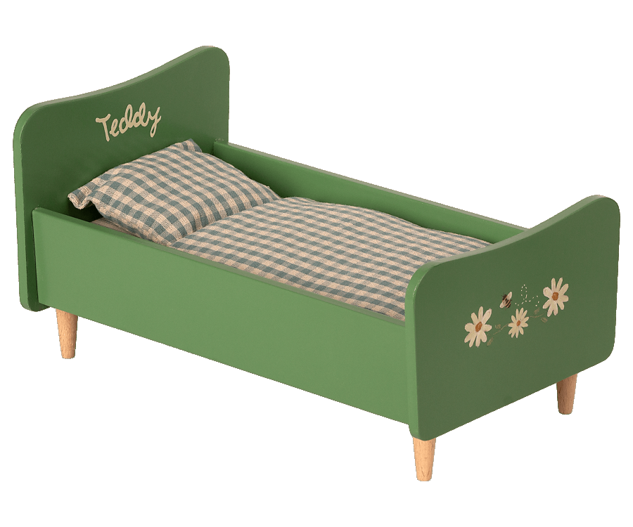 Maileg Wooden Bed, Daddy Teddy - Dusty Green