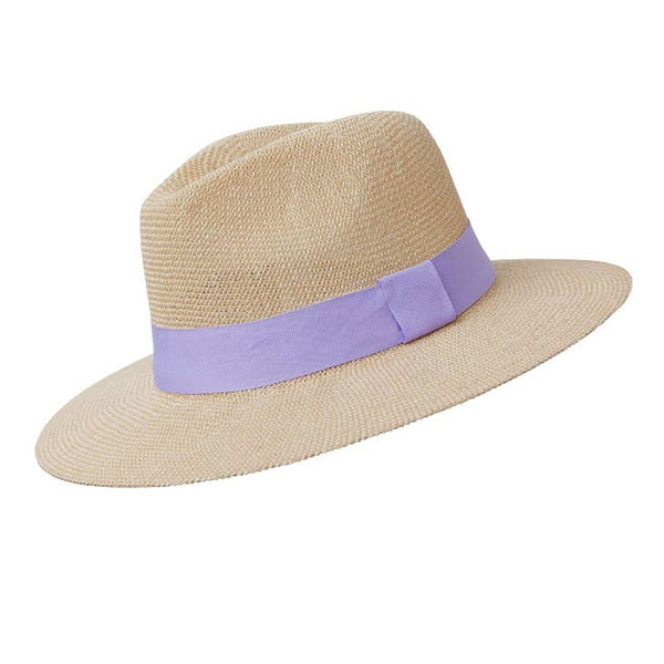 Somerville Panama Hat - Natural Paper With Wisteria Band