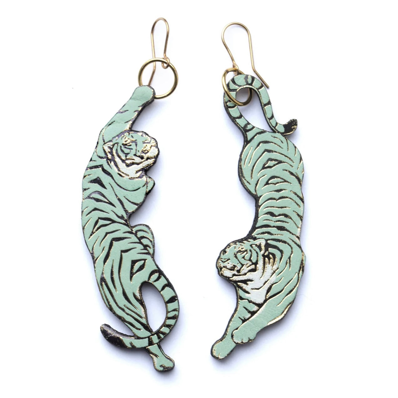 Rosita Bonita  Cool Blue Leaping Tigers Earrings