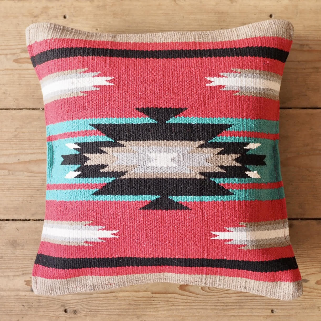 Hi Cacti Red Zapotec Style Woven Cushion Cover