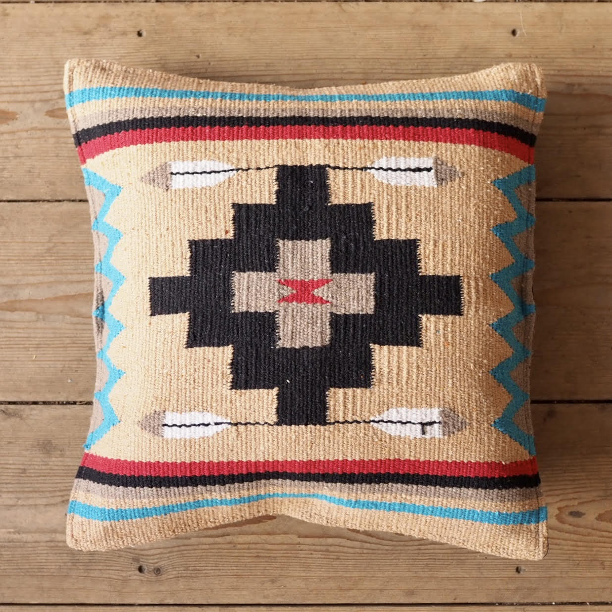 Hi Cacti Sand Zapotec Style Woven Cushion + Duck Feather Insert