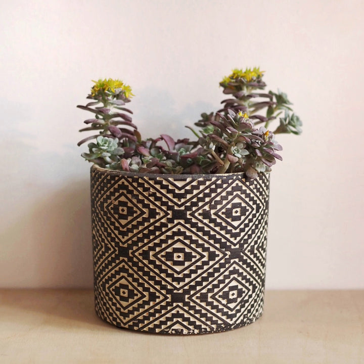 Hi Cacti Small Black Geometric Pot (No Plant)