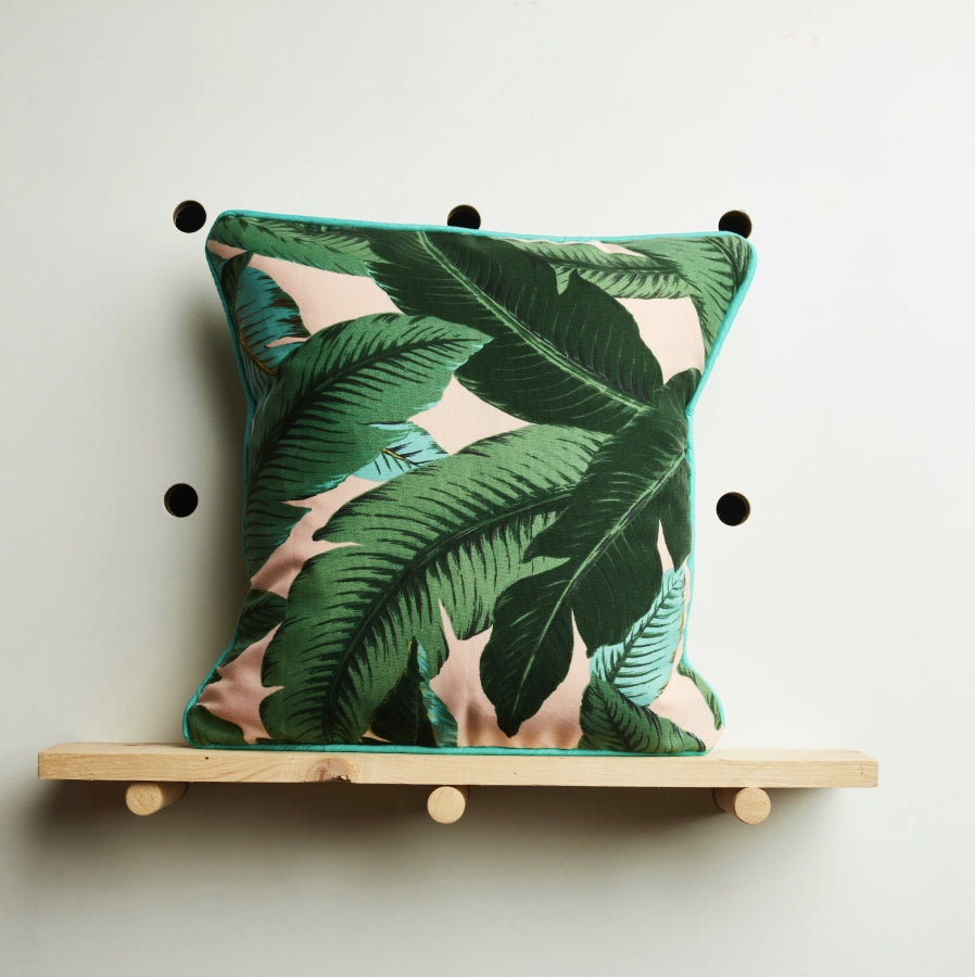Hi Cacti Pink Palm Leaf Cushion Cover