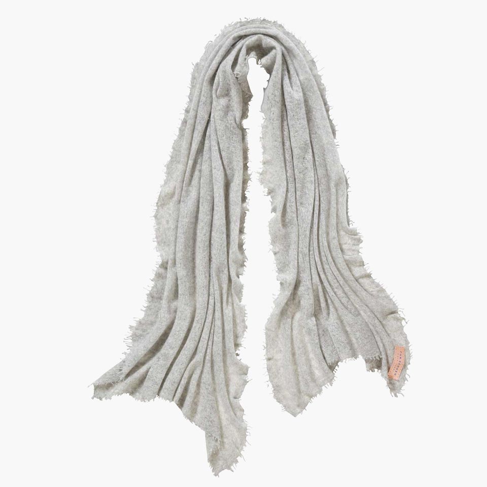 Pur Schoen Hand Felted Cashmere Soft Scarf - Silver + Gift