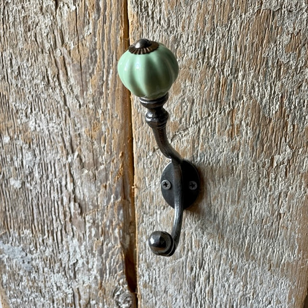 livs Double Coat Hook - Green Ceramic Tip