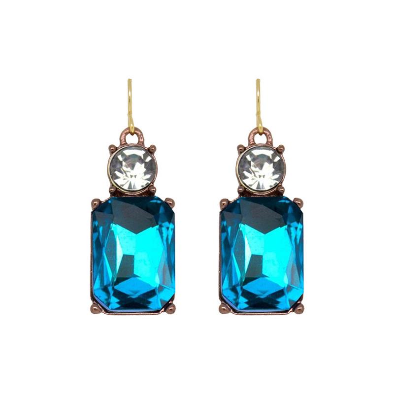 Last True Angel Twin Gem Earring In Turquoise With Clear