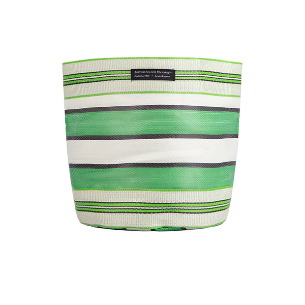 British Standard Large Eco Woven Pot Cover In Grass Green, Indigo And Pearl