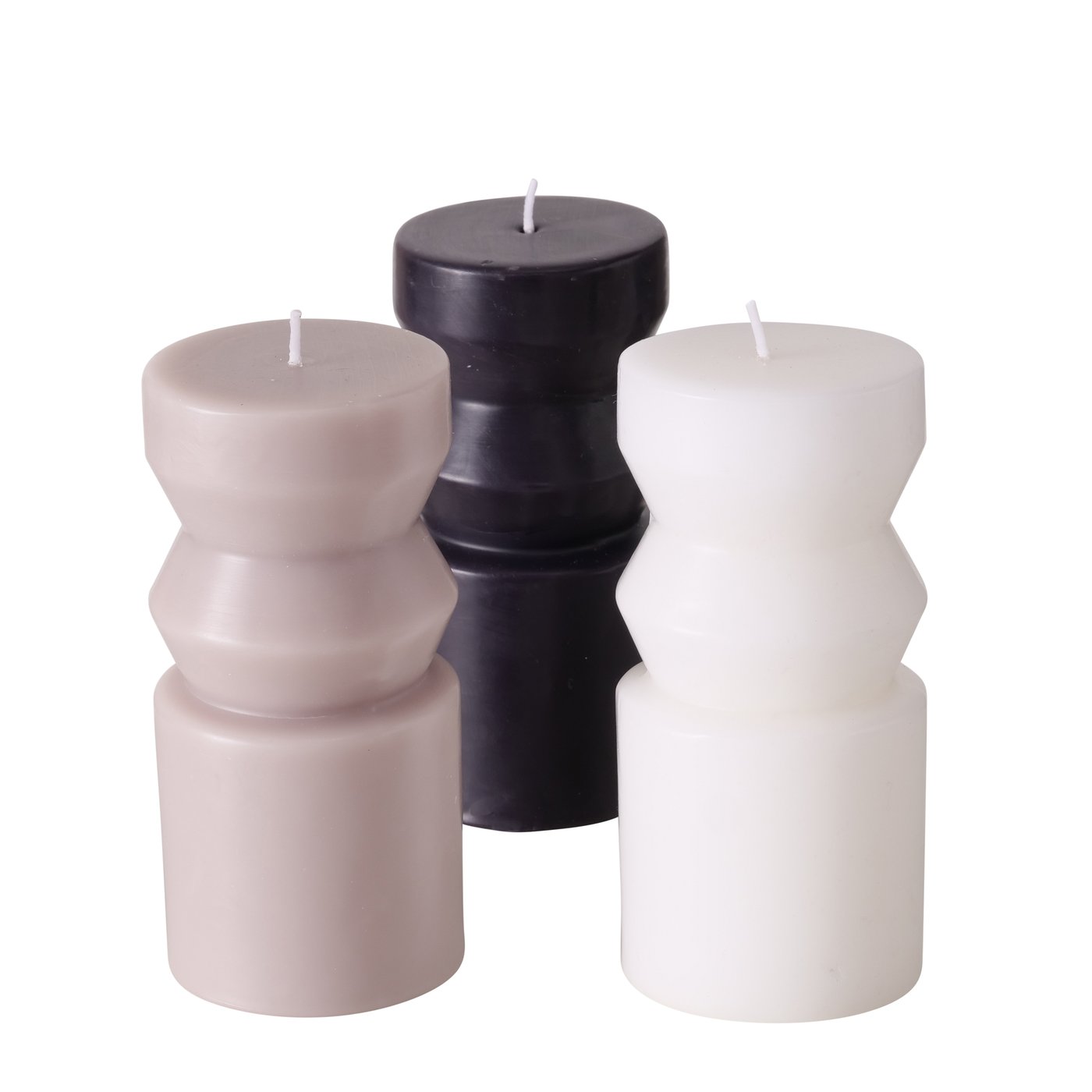 &Quirky Celona Pillar Candle : Black, Grey or White