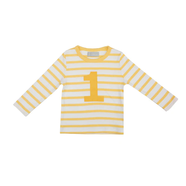 Bob and Blossom - Buttercup & White Breton Striped Number T Shirt