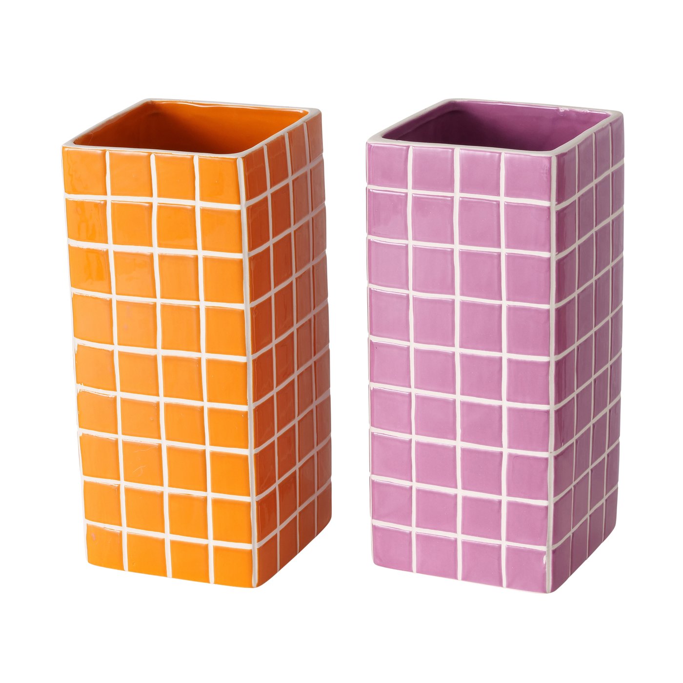 &Quirky Colour Pop Cube Vase : Orange & Purple