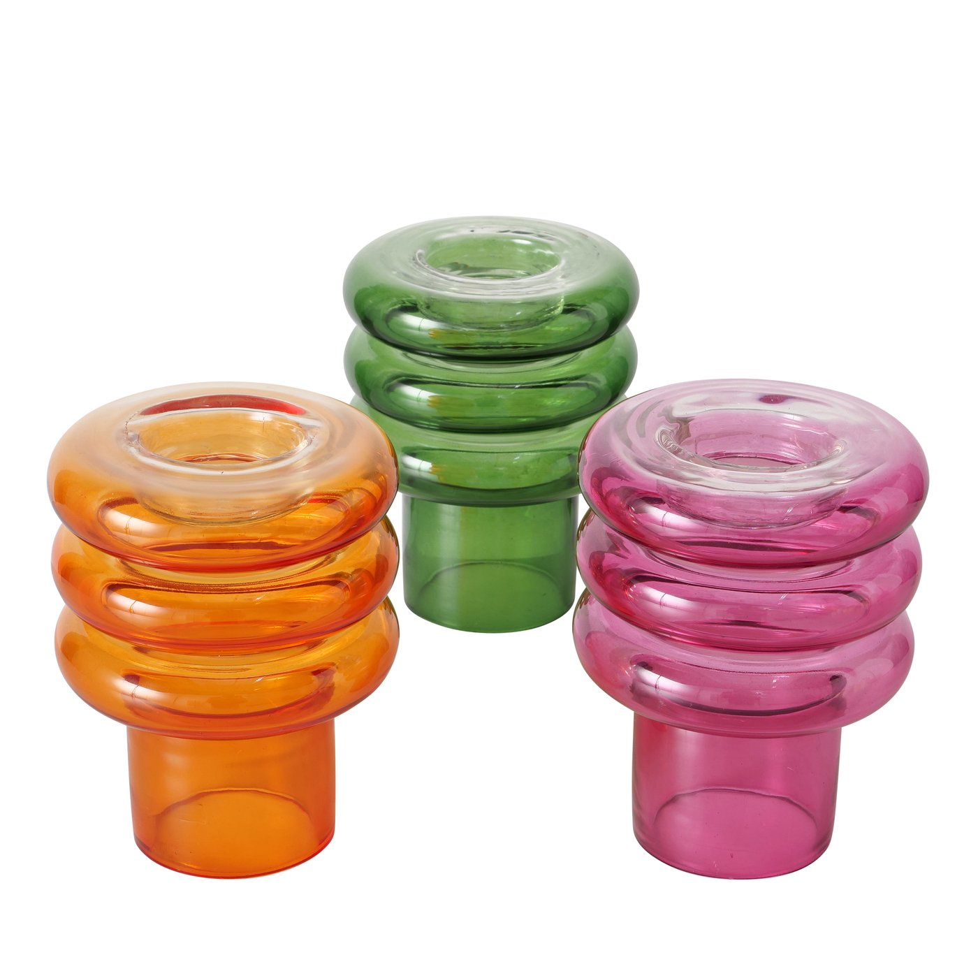 &Quirky Colour Pop Loops Reversible Glass Tealight Holder : Orange, Green or Pink