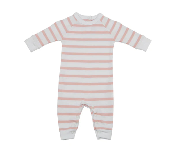 Bob and Blossom - Dusty Pink & White Breton Striped All-in-one