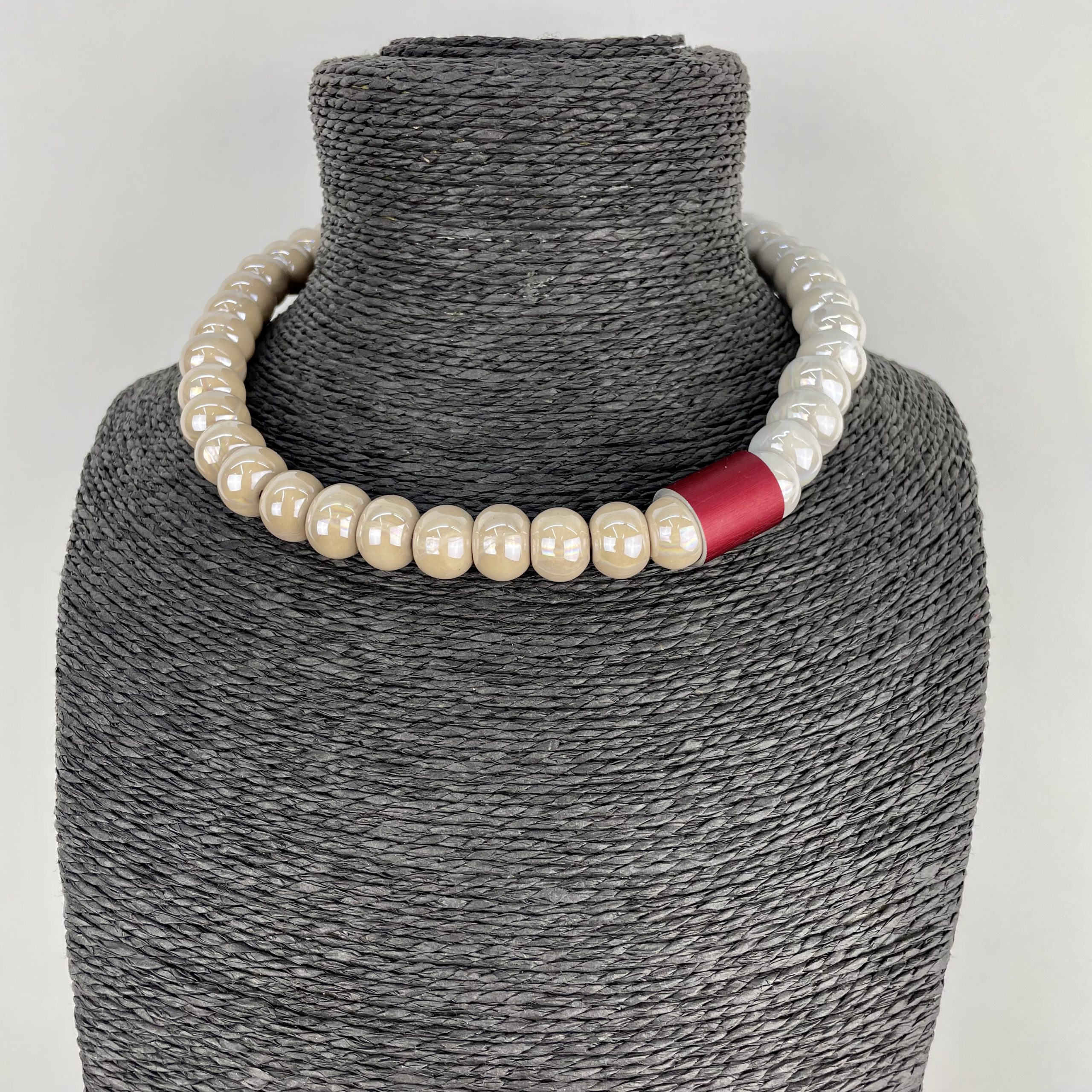 Christina Brampti Beige Necklace with Aluminium and Ceramic Beads