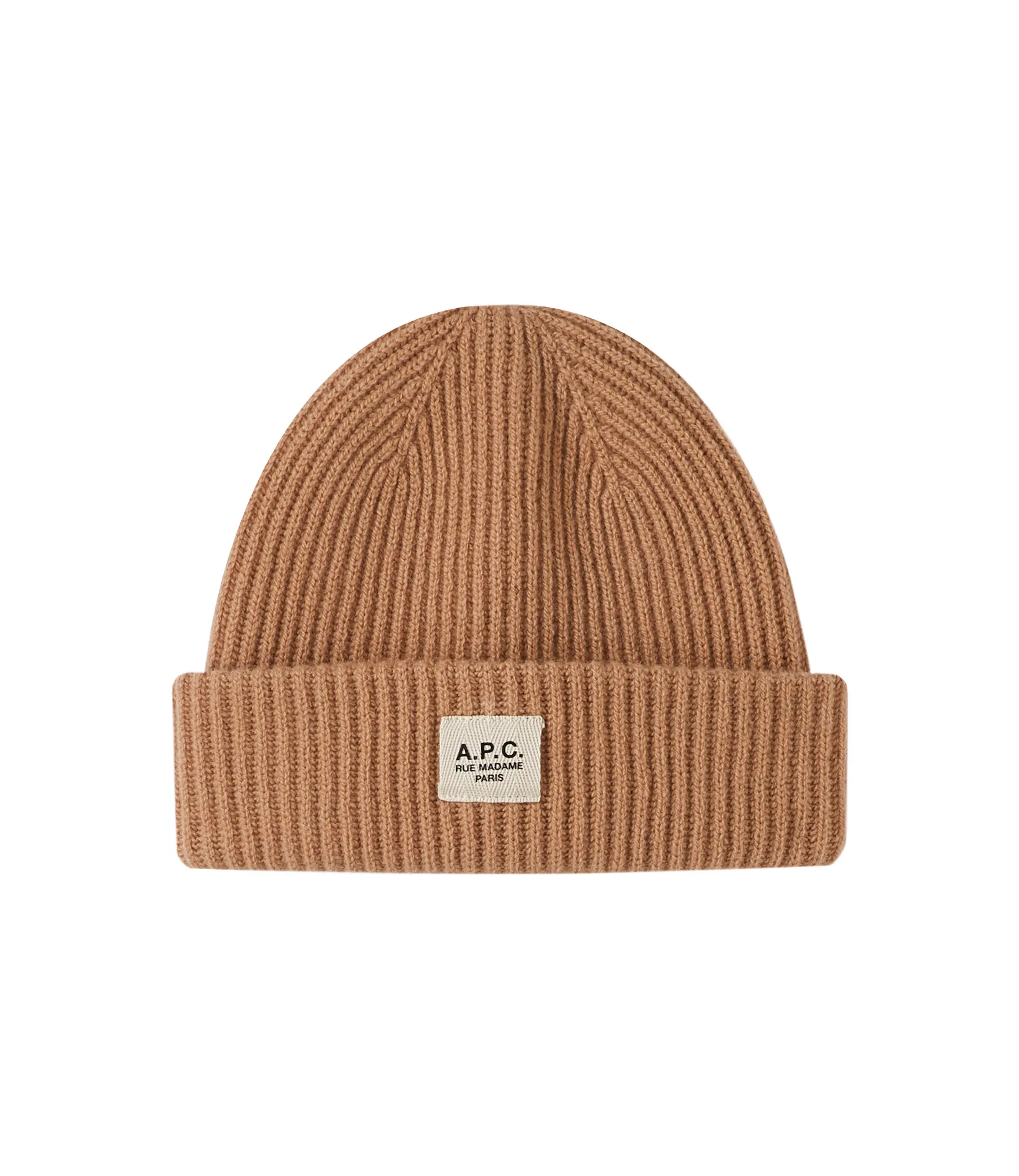 A.P.C. Camel James Cashmere and Ultra Fine Merino Knitted Beanie