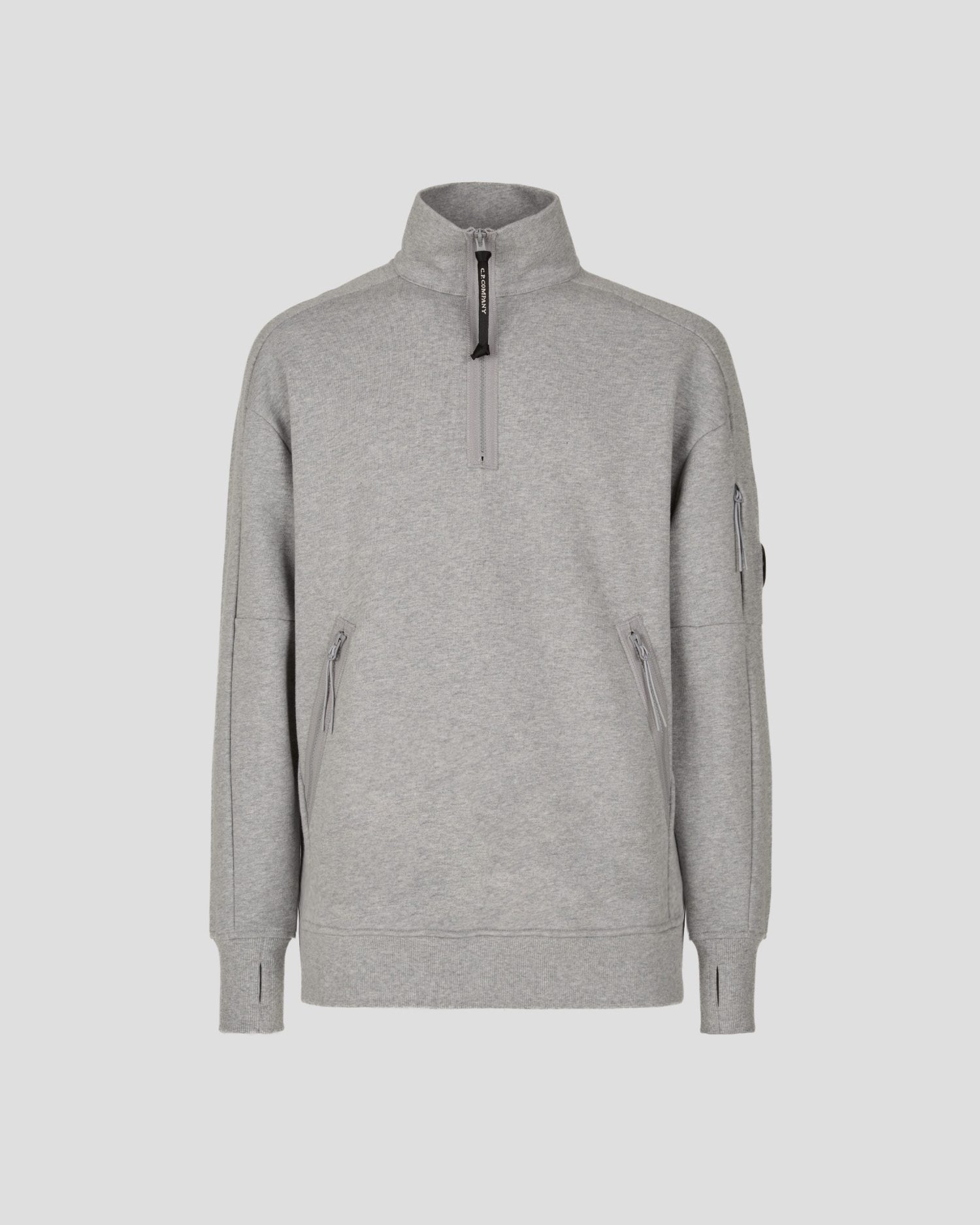 cp-company-grey-raised-fleece-half-zip-sweatshirt