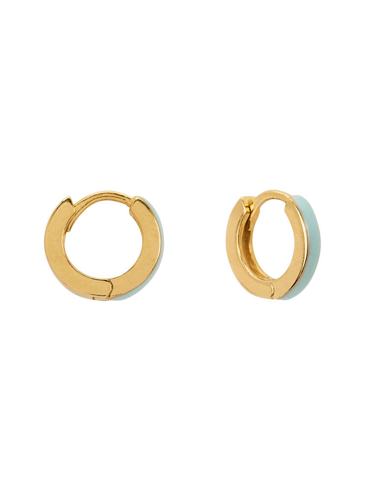 une-a-une-aqua-and-gold-huggie-earrings