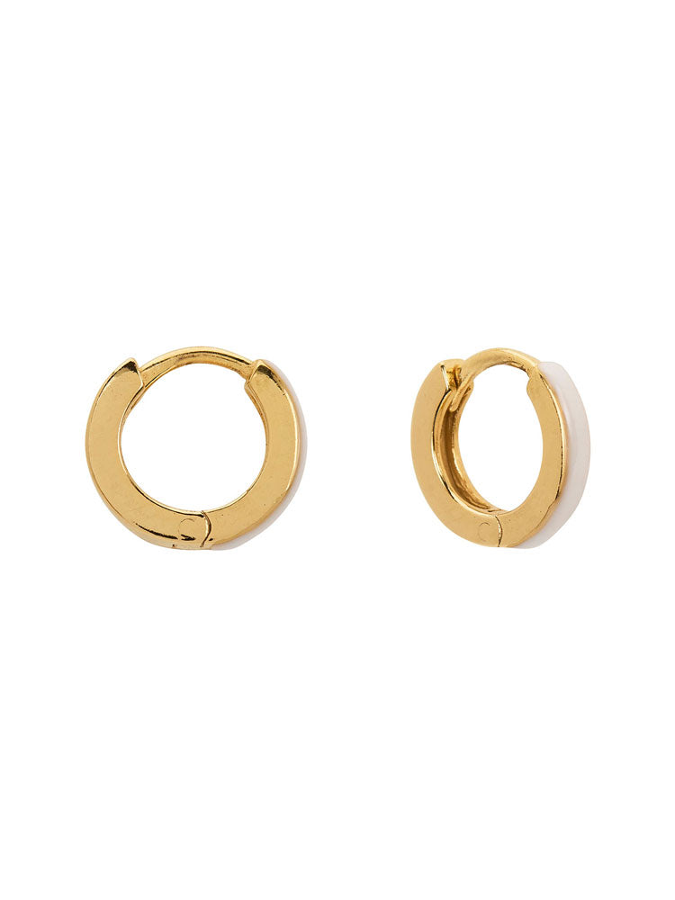 une-a-une-white-and-gold-huggie-earrings