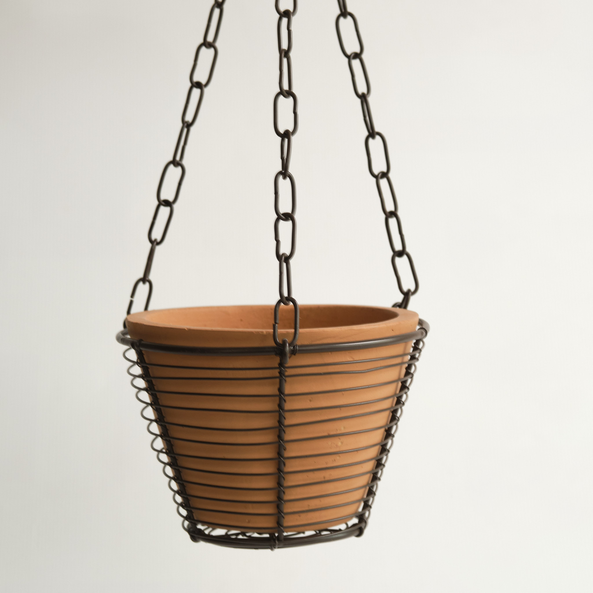 Nkuku Terracotta & Brass Hanging Pot - Small