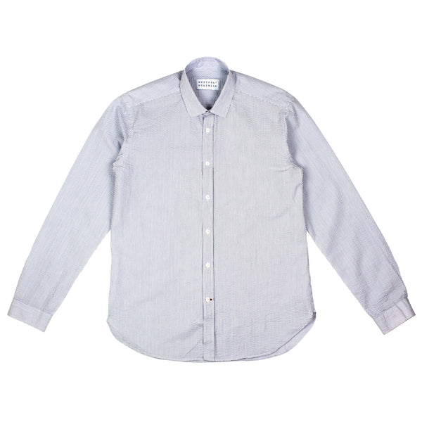 Merchant Menswear Mercante Seersucker Stripe Shirt Carrara White