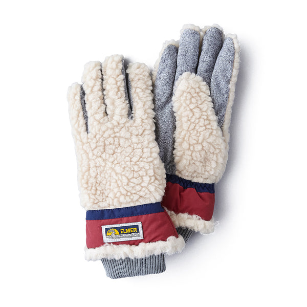 Elmer Gloves Deep Pile Wool Gloves Beige / Wine