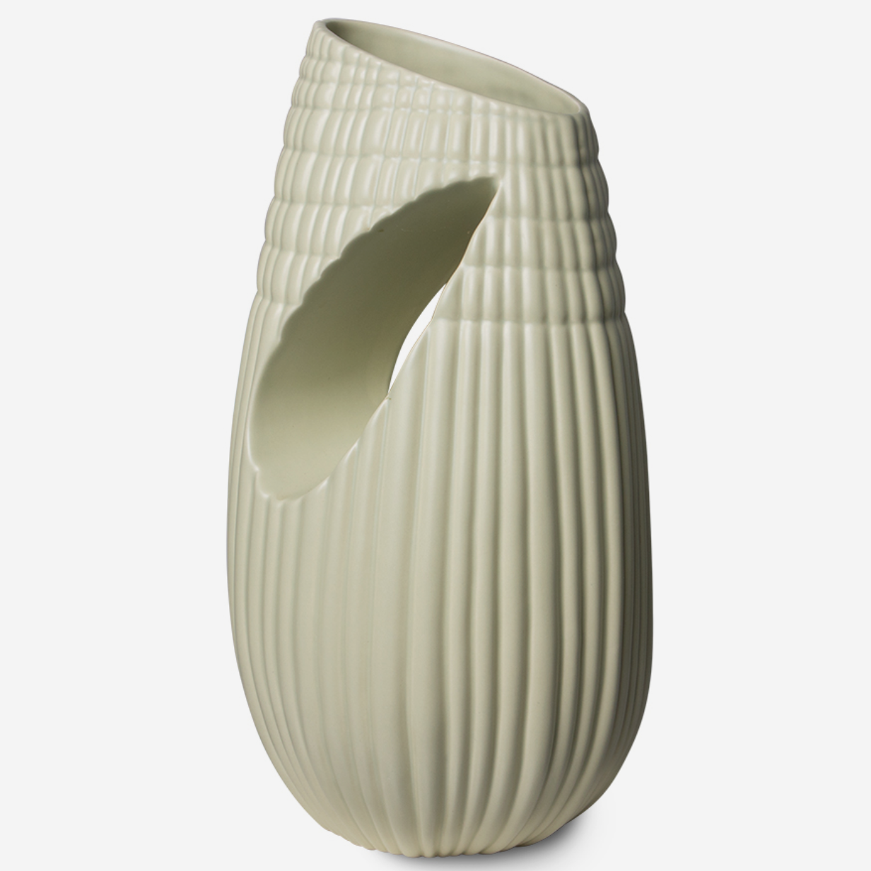HK Living Matt Minty Ceramic Ribbed Vase