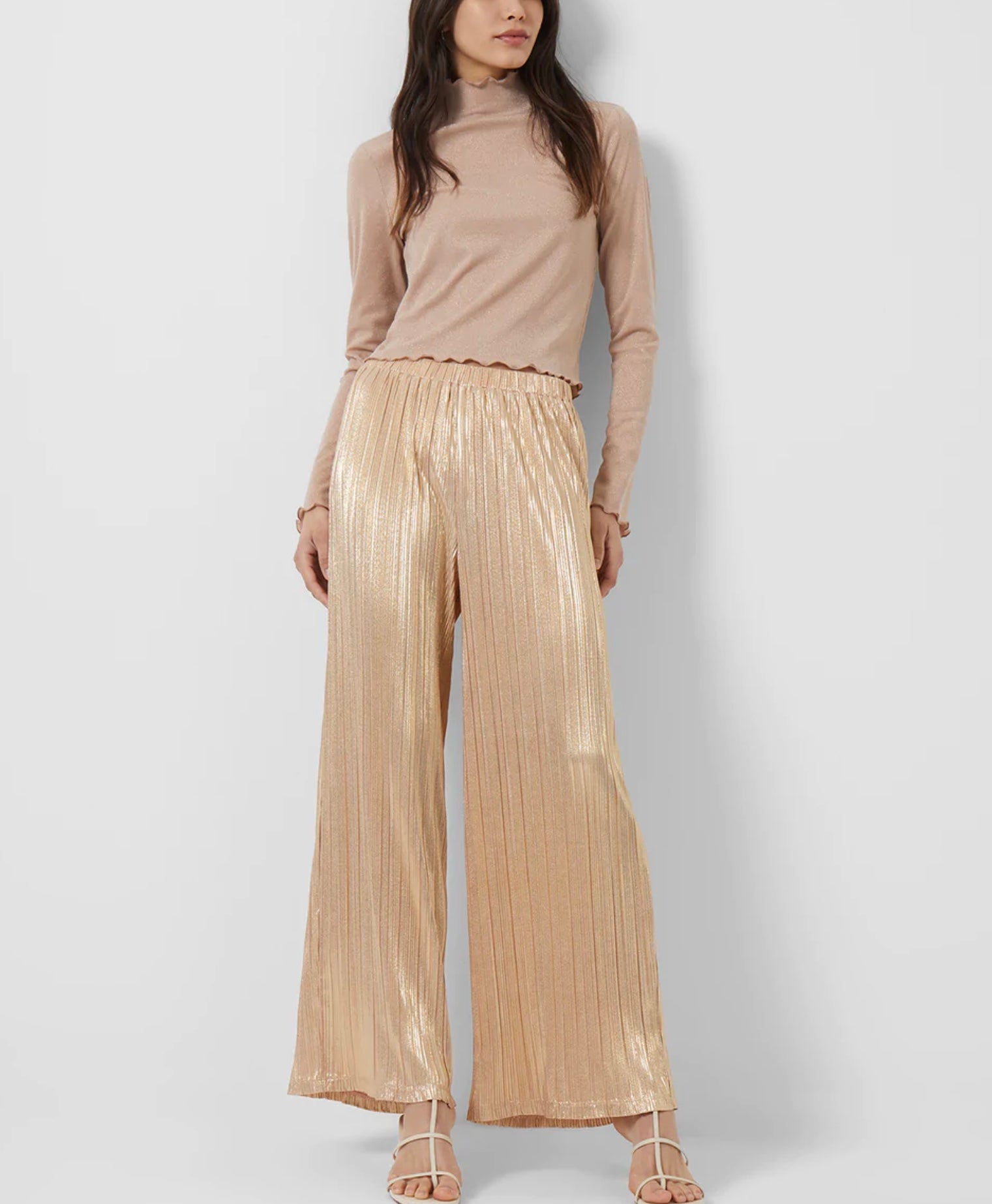 French Connection Shimmer Pink Sky Jersey Culottes