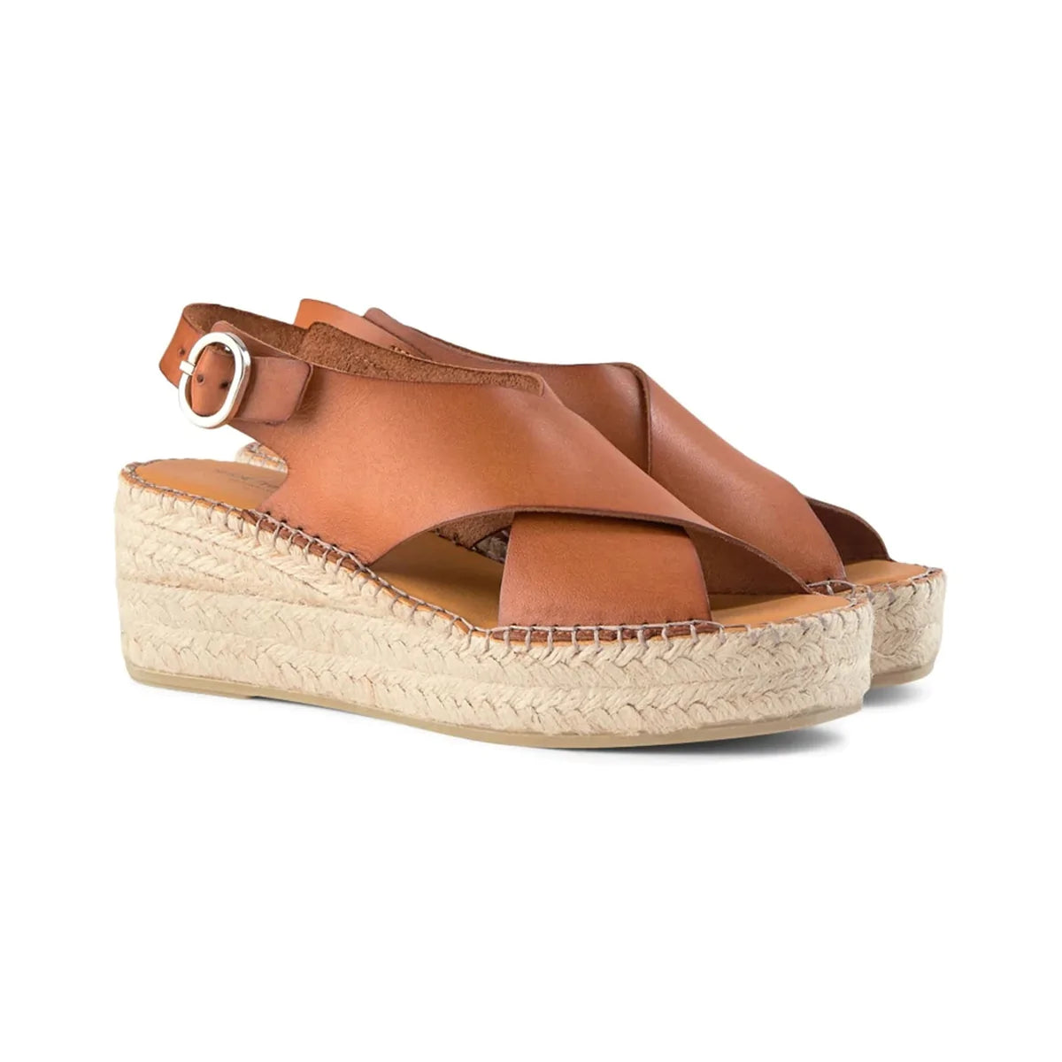 Shoe The Bear Tan Orchid Leather Wedges