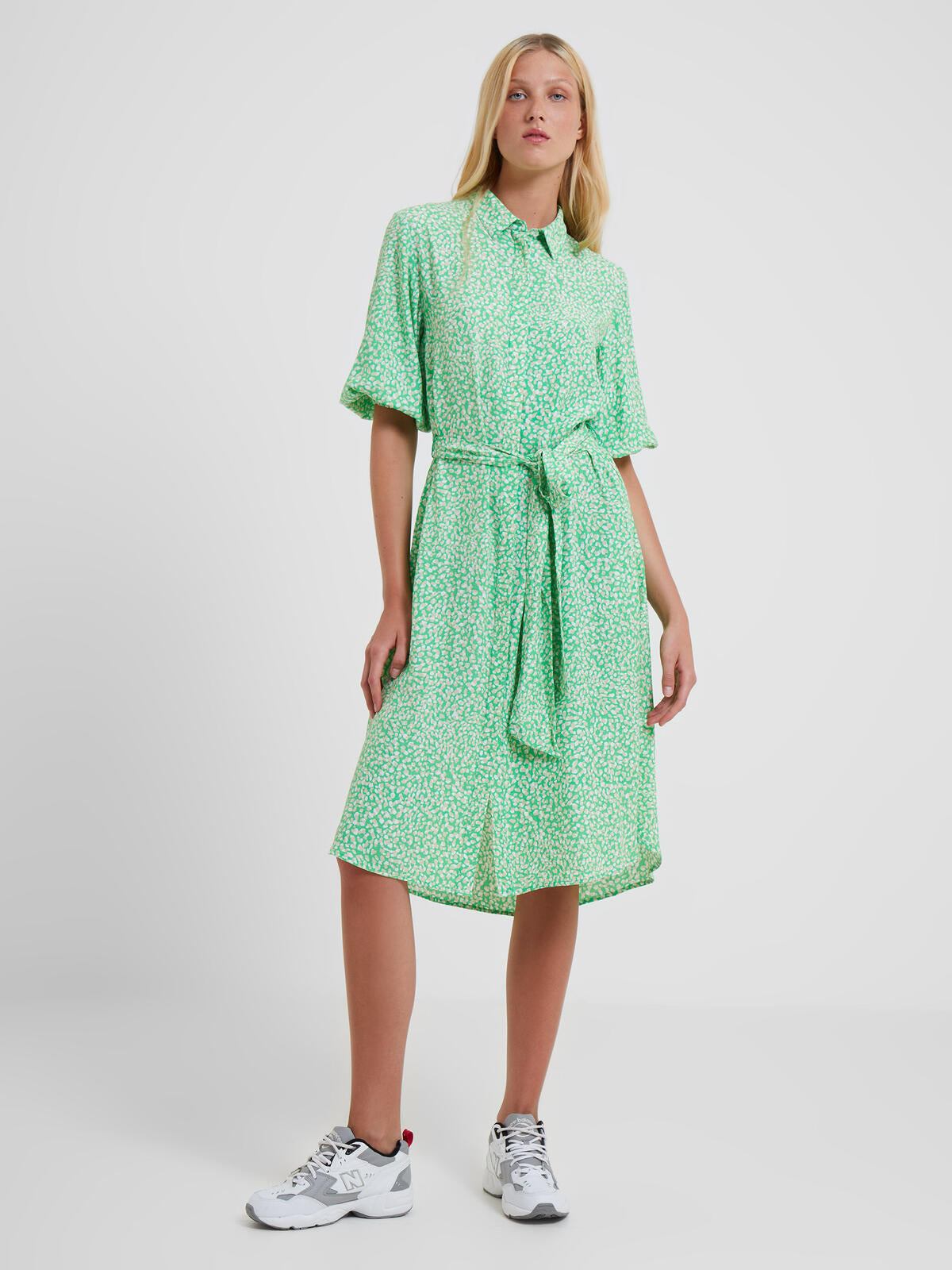 Cadie Eco Delphine Drape Shirt Dress Poise Green