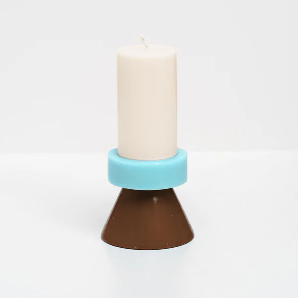 Yod & Co. Stack Candle Tall - Off White/ Sky/ Brown