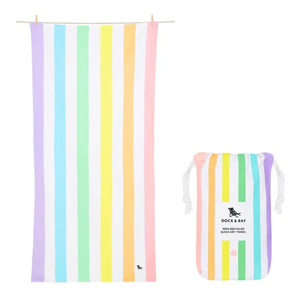 Dock & Bay Quick Dry Towel Beach Summer Pastel Rainbow Print Size XL