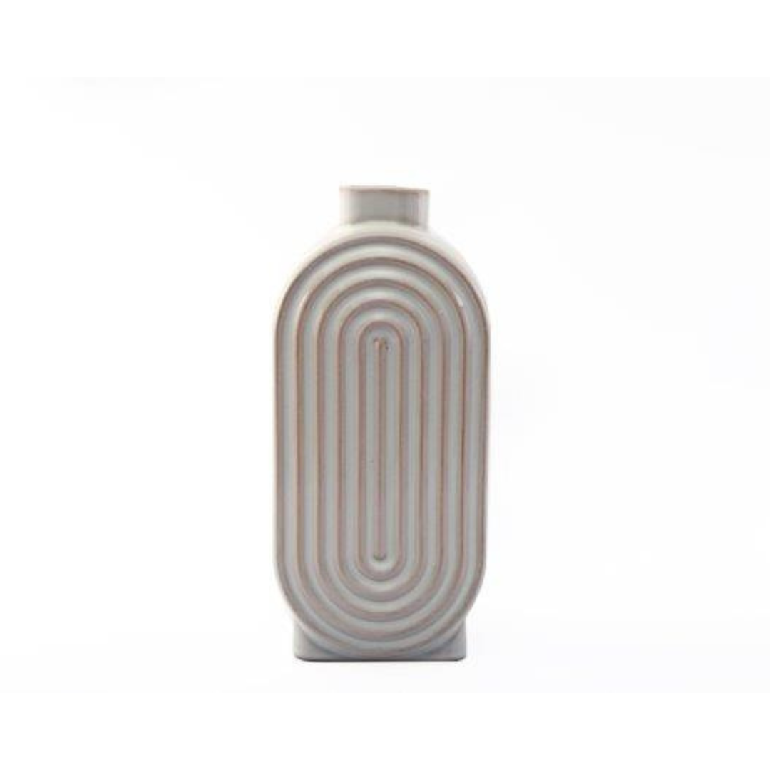 Temerity Jones White Ribbed Oval Ceramic Vase