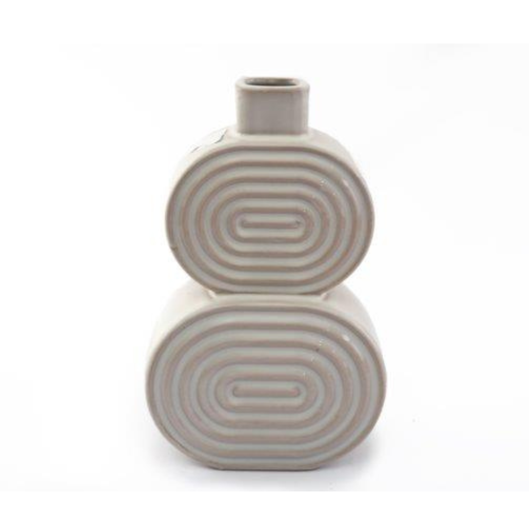 Temerity Jones White Ribbed Tiered Oval Ceramic Vase