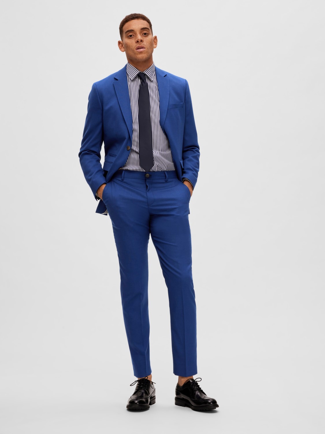 Selected Homme Selected - Pantalon Costume Bleu Roi Foncé