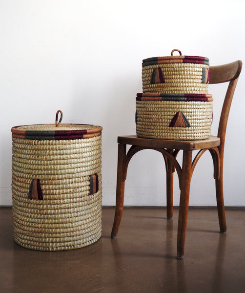 EL PUENTE Kaisa Grass Laundry Basket With Geometrical Pattern // Multicolored