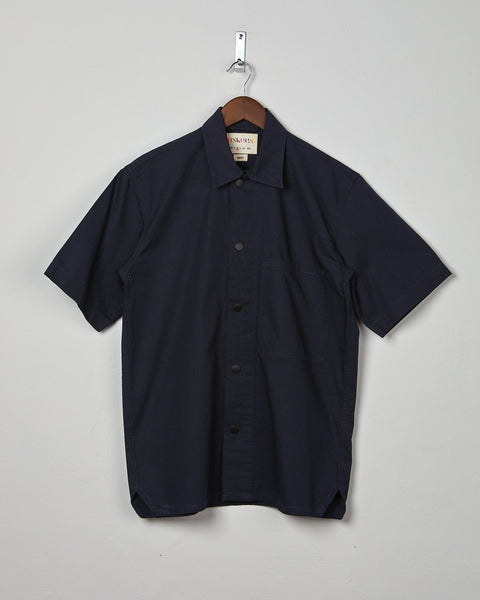 USKEES Men's Lightweight Organic Buttoned Short Sleeve Shirt - Midnight Blue
