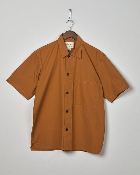 USKEES Men's Lightweight Organic Buttoned Short Sleeve Shirt - Light Brown