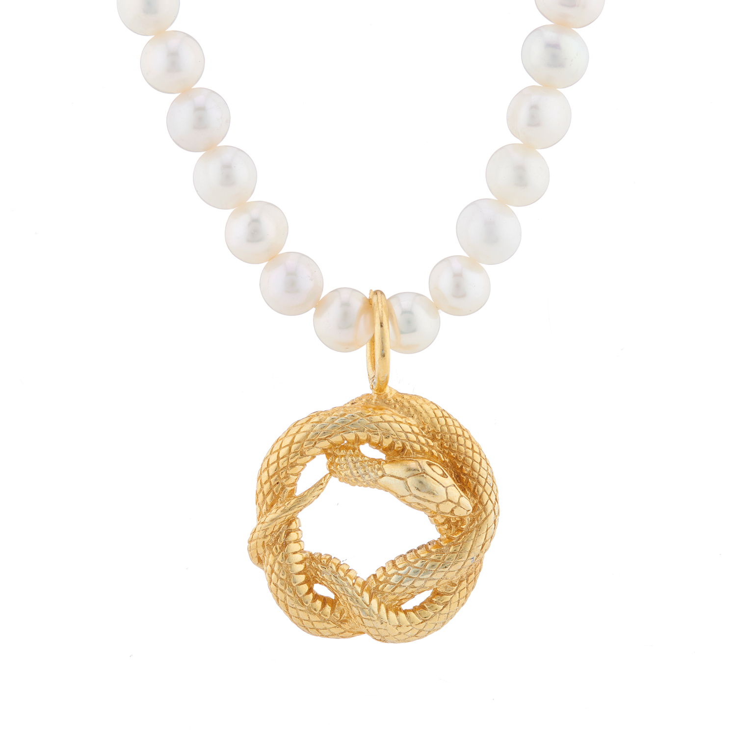 CollardManson Pearl Necklace W/Snake - Gold