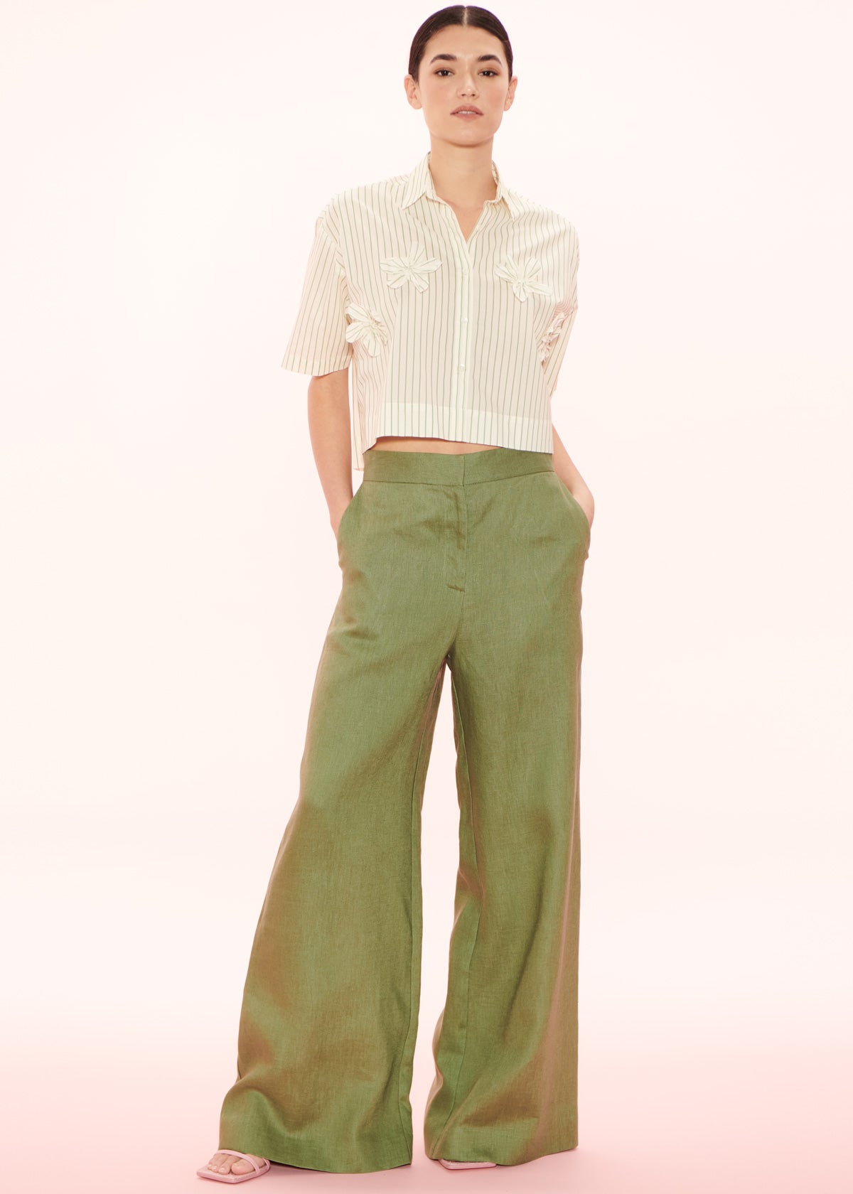 Apartment Clothing Sage Green Clemence Wide Leg Trousers